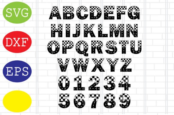 Checkered Alphabet Svg, Road Numbers Svg