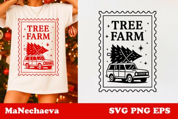 Christmas Postage Stamp SVG Tree Farm