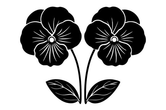 Elegant Black and White Pansy Flower SVG