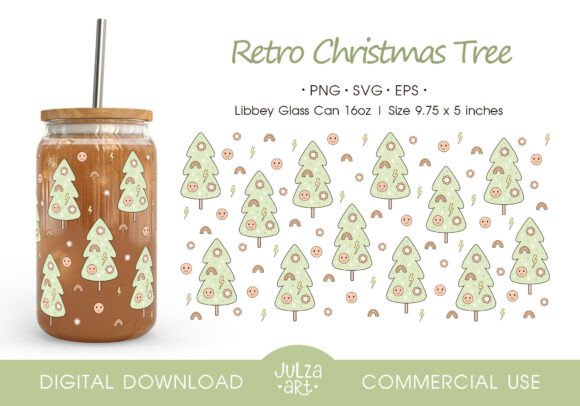 Groovy Christmas Tree 16oz Glass Can SVG Review