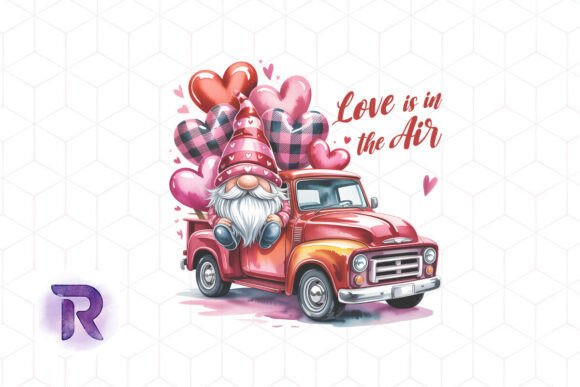 Retro Love Gnome Valentine’s Truck PNG