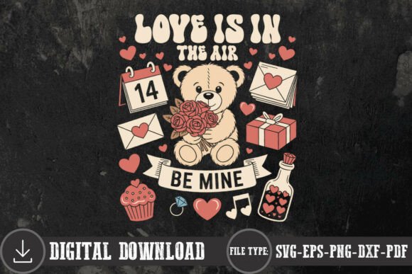 Retro Love is in the Air Bear Valentine