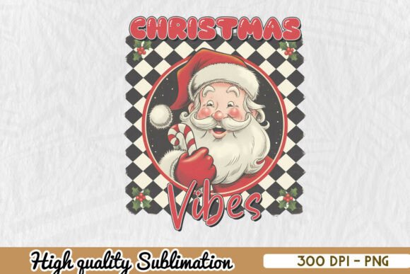 Santa Claus Retro Christmas Vibes PNG